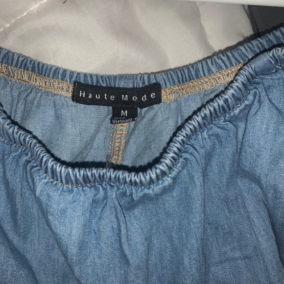 Blue Denim Off-the- Shoulder Top - Picture 3 of 3